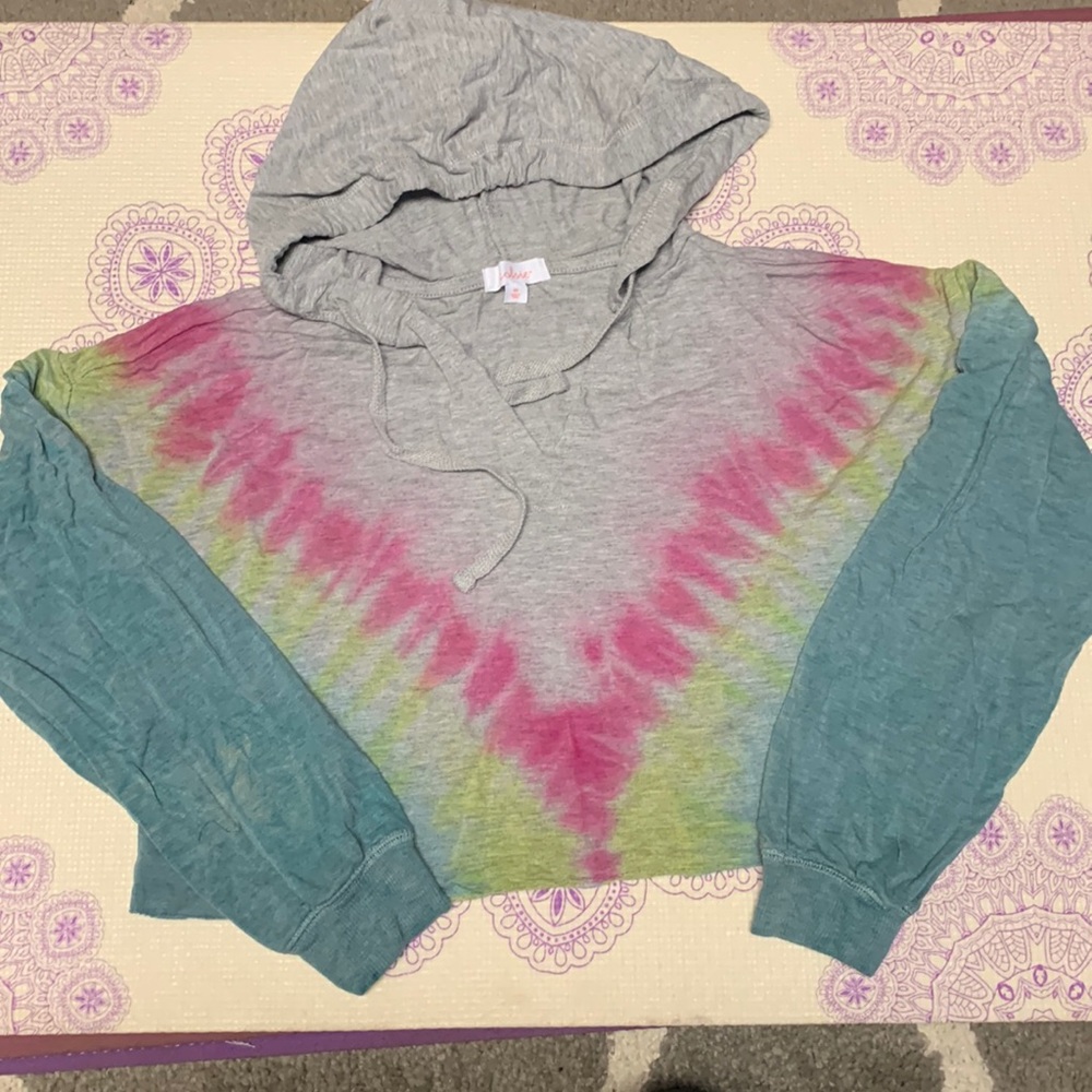 Tye dye crop top jersey knit hoodie